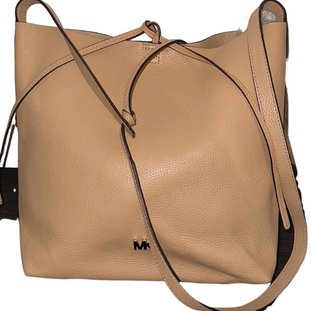 Michael Kors Junie Large Pebbled Leather Messenger Crossbody Bag